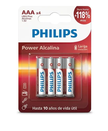 Blister de Pilas AAA x4 Philips Larga Duración